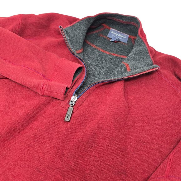 Tommy Bahama Reversable Sweater XL Men's 1/4 Zip Pullover Maroon‎ Gray - Picture 1 of 5